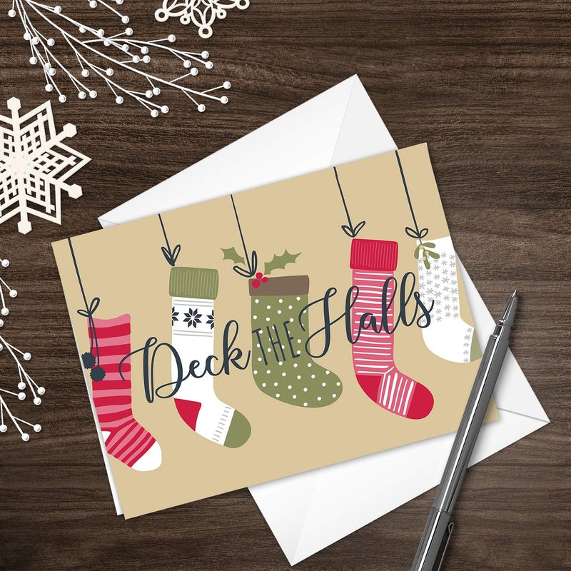Canopy Street Festive Season Christmas Cards / 25 Holiday Cards With White Envelopes / 5 Winter Seasonal Designs / 4 5/8" x 6 1/4" Holiday Greeting Cards - Image 3